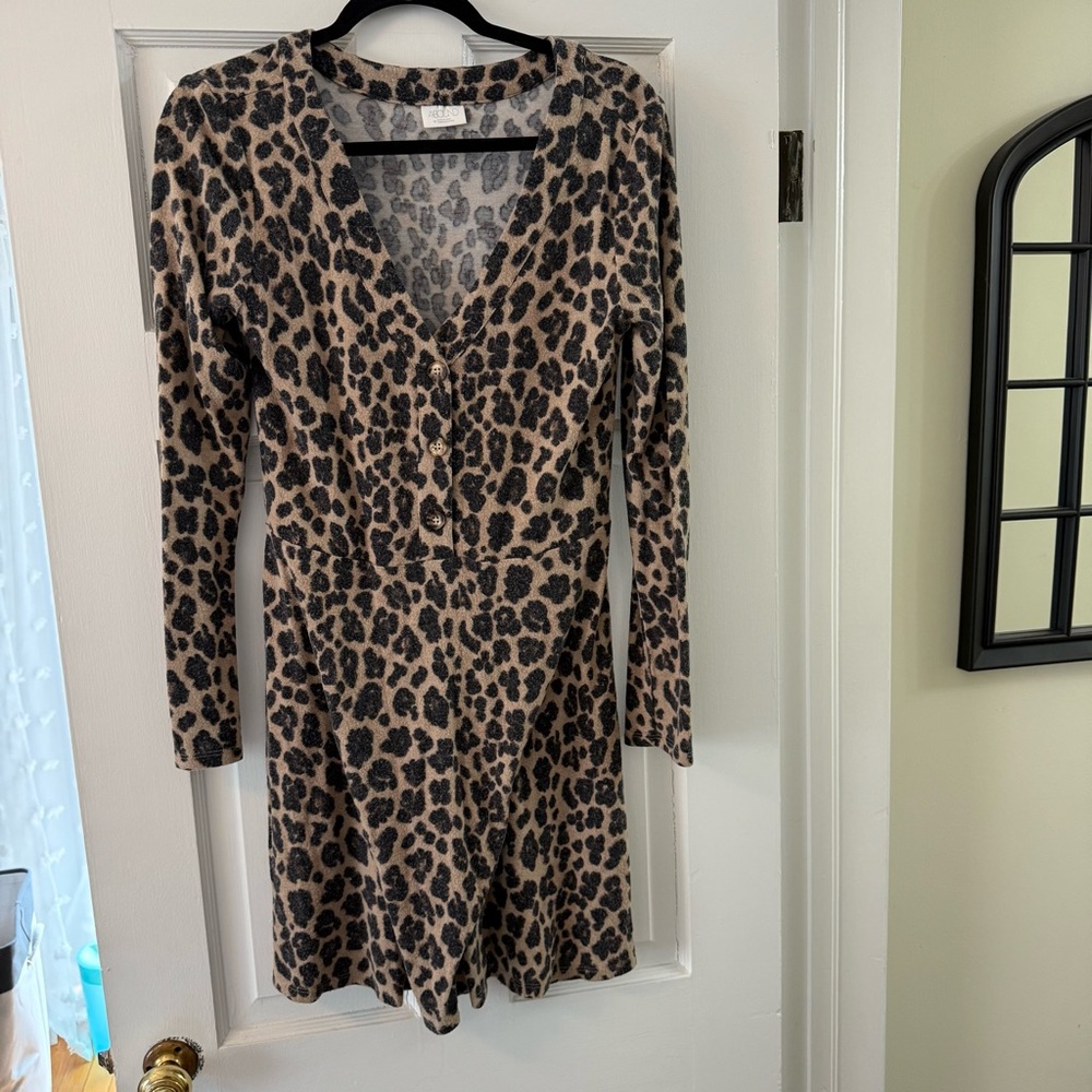 Leopard Print Long Sleeve Dress